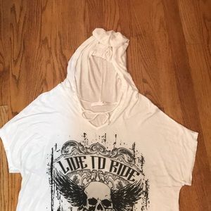 Tops - “Live To Ride” Short Sleeve Hoodie Size XL ☠️💀🏍 Tops - “Live To Ride” Short Sleeve Hoodie Size XL ☠️💀🏍